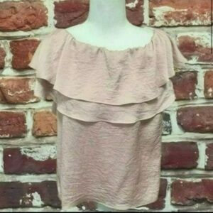 EXPRESS CHAMPAGNE PINK TIERED RUFFLE BLOUSE
